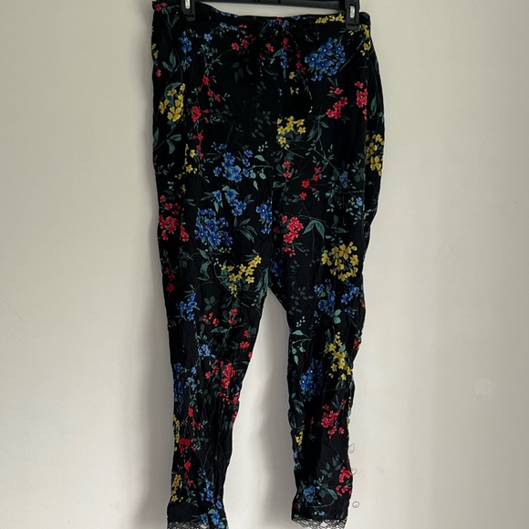ESSENTIALS ABS size 1X Ladies Vivid Floral Pants PullOn Elastic flat Tie - Picture 4 of 9